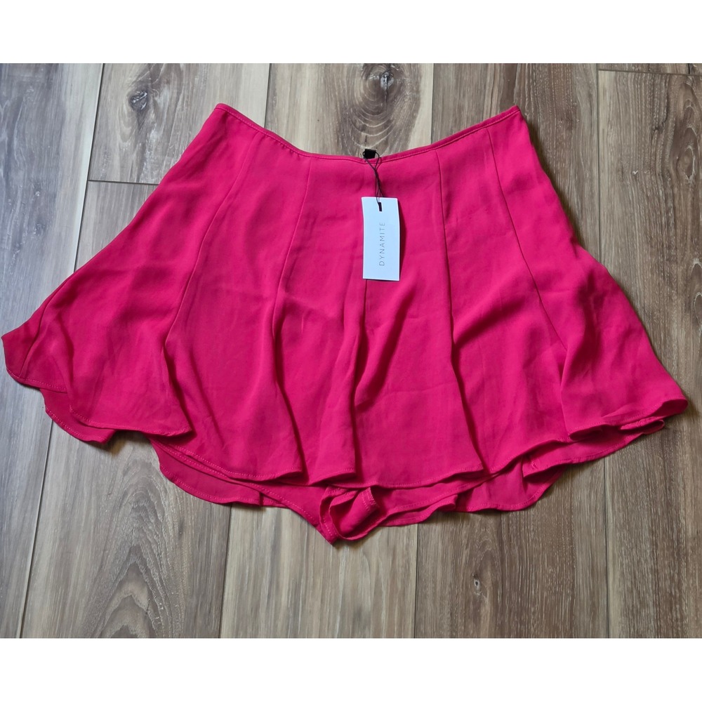 NWT Dynamite Flowy Mini Skort Women's Size 8 Pink Side Zip